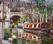 Canal Boat With Swans